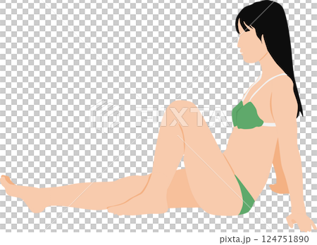 ポーズをとる水着を着た女性のイラスト 124751890