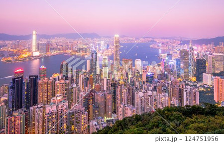 香港 ビクトリアピークからの夜景 香港 ビクトリアピークからの夜景 124751956