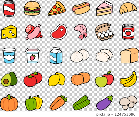 Hand drawn doodle food icons 124753090