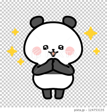 幸せいっぱいのパンダのイラスト 124753135