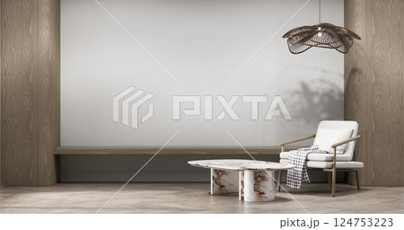 Japan Room Design Japanese style. 3D rendering 124753223