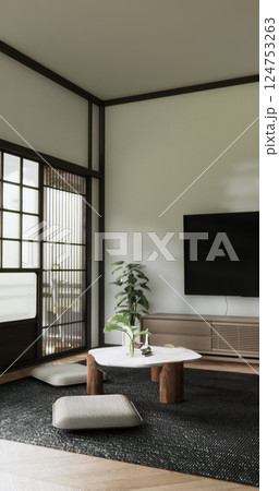 Japan Room Design Japanese style. 3D rendering Japan Room Design Japanese style. 3D rendering 124753263