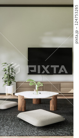Japan Room Design Japanese style. 3D rendering Japan Room Design Japanese style. 3D rendering 124753265