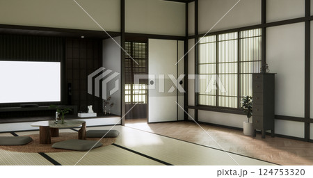 Japan Room Design Japanese style. 3D rendering Japan Room Design Japanese style. 3D rendering 124753320