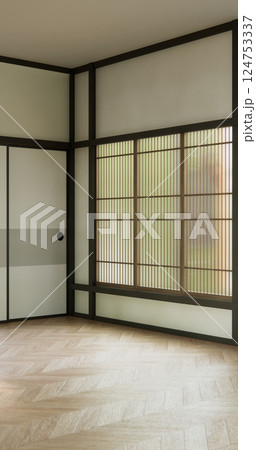 Concept Empty room and wood panels wall background 3D illustration rendering Concept Empty room and wood panels wall background 3D illustration rendering 124753337