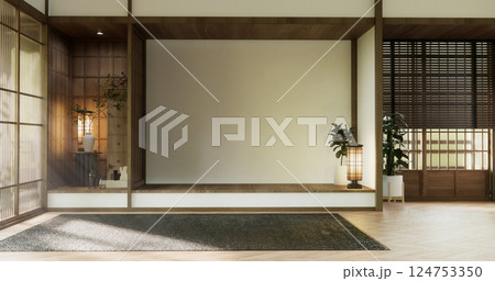 Concept Empty room and wood panels wall background 3D illustration rendering 124753350
