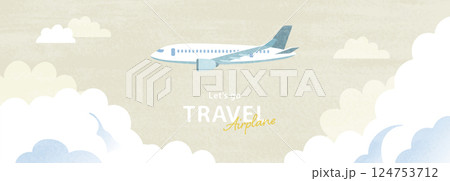 水彩タッチの飛行機のイラスト素材_2 124753712