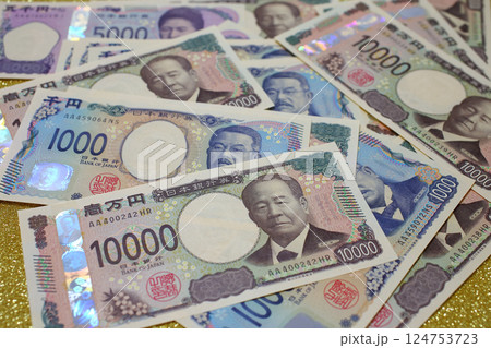 日本円　日本の紙幣 124753723