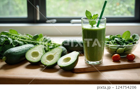 Healthy Green Smoothie for Wellness 124754206