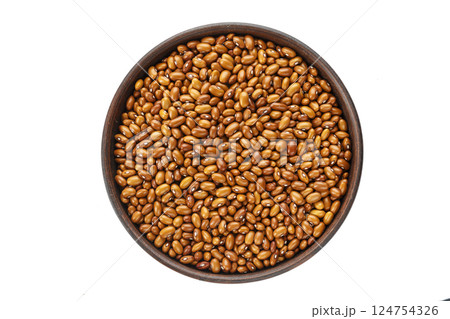 brown beans in a plate isolated 124754326