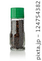 Glass mill full of black pepper isolated. 124754382