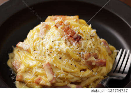 美味しそうなスパゲッティカルボナーラ 美味しそうなスパゲッティカルボナーラ 124754727