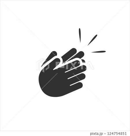 Silhouette of Clapping Hands Applauding Isolated on White Background 124754851