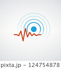 Abstract Circular Pattern with Heartbeat Wave and Blue Center 124754878