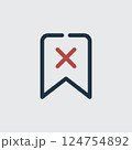 Illustration of a Red Cancel Symbol Within a Bookmark Icon 124754892