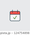 Calendar Icon with Check Mark for Scheduling or Planning Concept 124754898