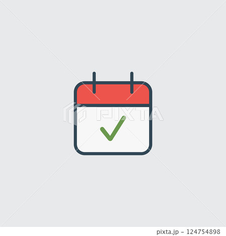 Calendar Icon with Check Mark for Scheduling or Planning Concept Calendar Icon with Check Mark for Scheduling or Planning Concept 124754898