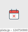 Minimalist Calendar Icon Representing a Cancelled or Rescheduled Event 124754900