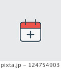 Minimalist Icon Depicting a Calendar with a Plus Sign 124754903