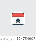 Event Calendar Icon Featuring Star on Organized Planner Page 124754907
