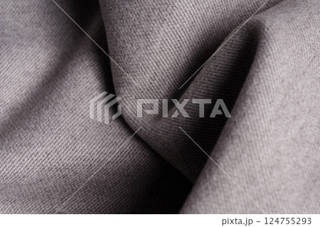 Tweed fabric, wool, gray herringbone textile background. Textiles. Banner for advertising goods for creativity. 124755293