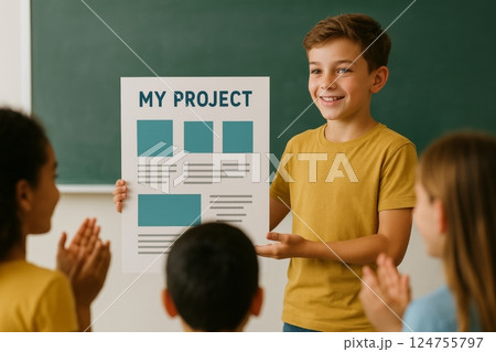 Student Presents Project to Classmates in...のイラスト素材 [124755797] - PIXTA