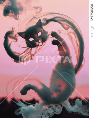 猫の形をした煙が浮遊する 124756350