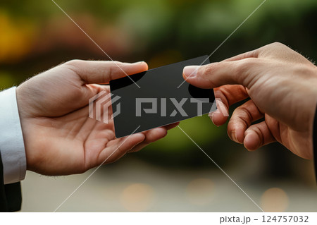 Business card exchange between two professionals 124757032