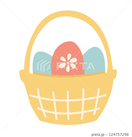 Colorful Easter Eggs in Basket Colorful Easter Eggs in Basket 124757298