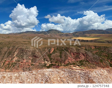 Peru Maras Incas salt mines near Sacred valley in Cuzco province 124757348