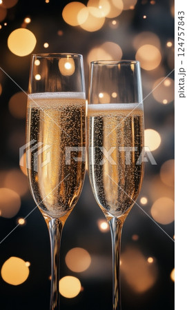 Celebration With Sparkling Drinks and Glowing Lights in Festive Atmosphere 124757843