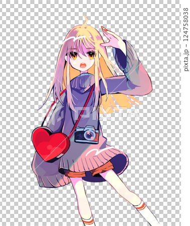 Illustration of a girl strolling around a tourist spot Illustration of a girl strolling around a tourist spot 124758038