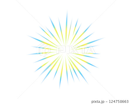 Comic Rainbow blur motion lines with radial focus for high energy effects. Graphic high speed explosion. Comic High Speed Ray, design for manga and anime schedule . Vector. 124758663
