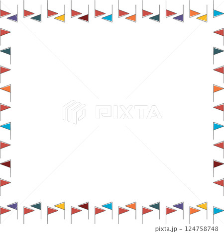 Golf flag elements frame. Colorful design for players template. Frame with empty space for your text 124758748