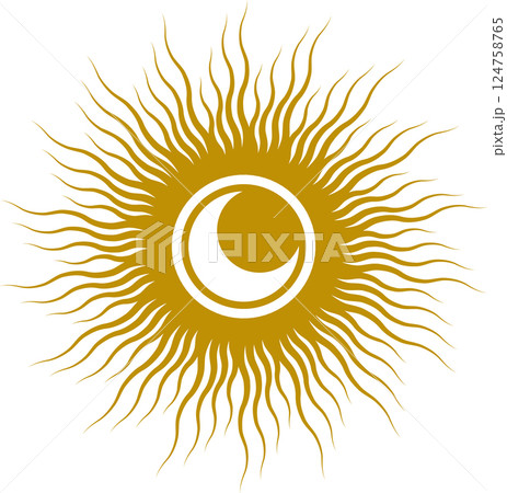 Sun and moon concept of esoteric elements. Ramadan linear icon symbol. Tarot witchcraft Sun and moon concept of esoteric elements. Ramadan linear icon symbol. Tarot witchcraft 124758765