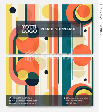 Minimal abstract business card template. Modern corporate stationery id layout colorful geometric shapes 124758794