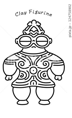遮光器土偶のシンプルな線画イラスト 124758902