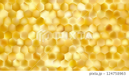 Golden abstract hexagon mosaic background. Glowing gold honeycomb Golden abstract hexagon mosaic background. Glowing gold honeycomb 124758963