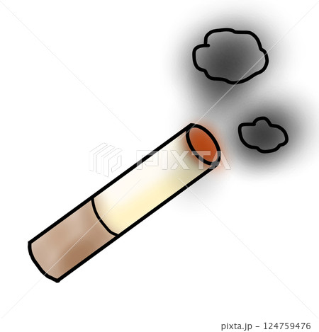 もくもく煙の出ている煙草のイラスト もくもく煙の出ている煙草のイラスト 124759476