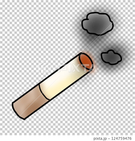 もくもく煙の出ている煙草のイラスト もくもく煙の出ている煙草のイラスト 124759476