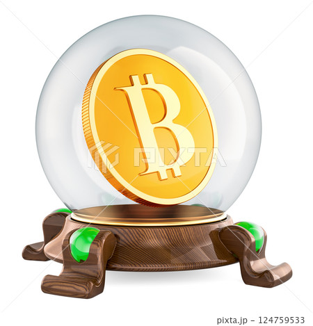 Bitcoin Price Prediction concept. Crystal ball with bitcoin inside. 3D rendering 124759533