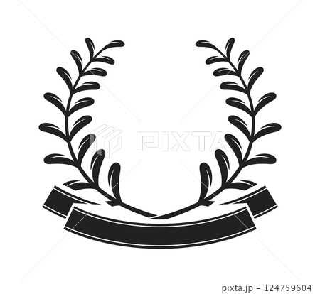 Heraldic laurel wreath decorated ribbon Heraldic laurel wreath decorated ribbon 124759604