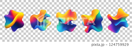 Colorful abstract shapes displaying fluid forms and vibrant hues in a dynamic arrangement 124759929