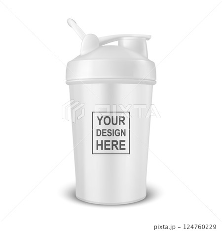 Vector Realistic 3D White Empty Glossy Metal Shaker Bottle With White Cap for Fitness Sports Nutrition Supplement Workout Hydration Closeup Isolated. Packaging Mockup Design Template Vector Realistic 3D White Empty Glossy Metal Shaker Bottle With White Cap for Fitness Sports Nutrition Supplement Workout Hydration Closeup Isolated. Packaging Mockup Design Template 124760229