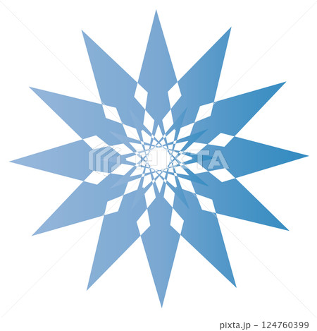 Geometric blue star design with intricate symmetrical patterns on white background Geometric blue star design with intricate symmetrical patterns on white background 124760399