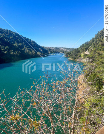 Vertical view of the river Krka, Croatia.Summer travel and tourism 124760569