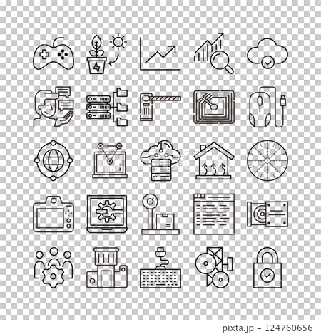 device artificial intelligence technology icon set device artificial intelligence technology icon set 124760656