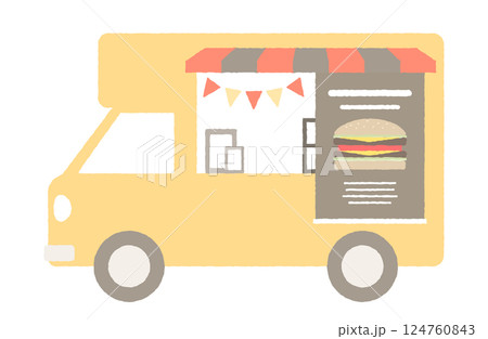 ハンバーガーのキッチンカーのベクターイラスト 124760843