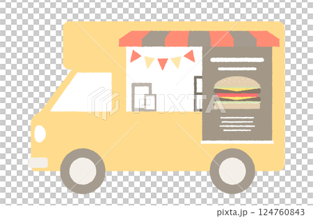 ハンバーガーのキッチンカーのベクターイラスト 124760843
