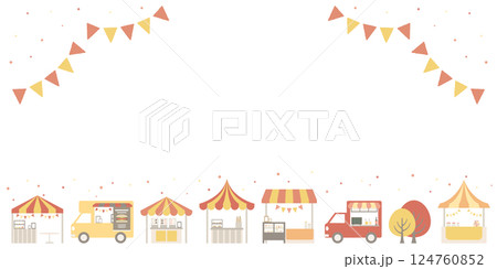 秋のマルシェ背景ベクターイラスト フレーム 枠 コピースペース 124760852